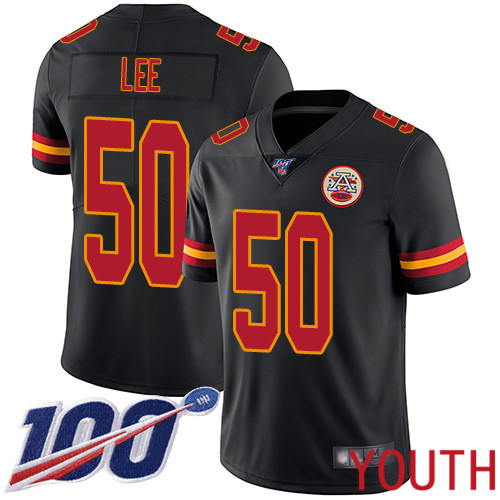 Youth Kansas City Chiefs #50 Lee Darron Limited Black Rush Vapor Untouchable 100th Season Nike NFL Jersey->youth nfl jersey->Youth Jersey